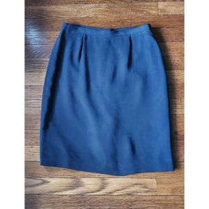 Navy Silk Pencil Skirt Petite 10